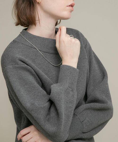 モックネックスウェットライクニットプルオーバー（ニット/セーター