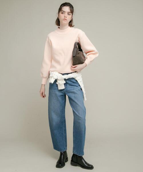 URBAN RESEARCH Sonny Label(アーバンリサーチサニーレーベル)の「モックネックスウェットライクニットプルオーバー(ニット/セーター・レディース・グレー/チャコールグレー/ライトピンク・FREE)」の5枚目の写真