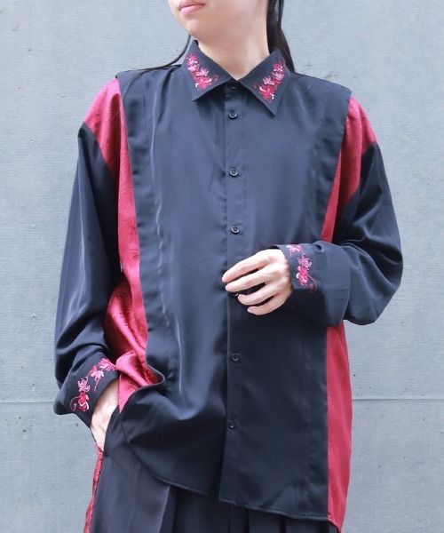REZEN（リゼン）の「菊刺繍ジャガード切替シャツ（シャツ/ブラウス