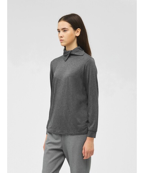 mizuiroind（ミズイロインド）の「mizuiro ind アシンメトリーシャツプルオーバー（Tシャツ/カットソー・レディース・オフホワイト/グレー/チャコールグレー/ブラック/ベージュ/ネイビー・FREE）」の14枚目の写真