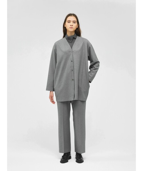 mizuiroind（ミズイロインド）の「mizuiro ind アシンメトリーシャツプルオーバー（Tシャツ/カットソー・レディース・オフホワイト/グレー/チャコールグレー/ブラック/ベージュ/ネイビー・FREE）」の21枚目の写真