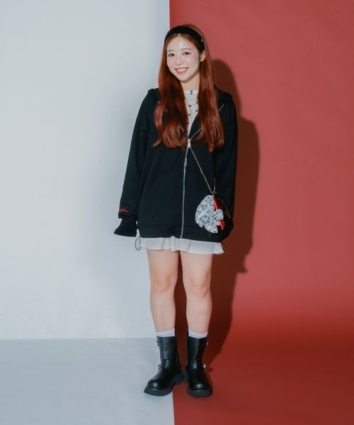 JEANASIS（ジーナシス）の「【marimo企画】ダブルZIPリボンパーカー/595519（パーカー・レディース・ブラック/グレー/ネイビー・FREE）」の8枚目の写真