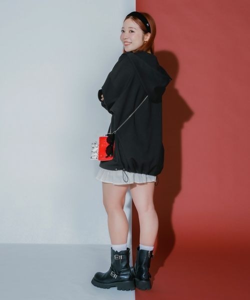 JEANASIS（ジーナシス）の「【marimo企画】ダブルZIPリボンパーカー/595519（パーカー・レディース・ブラック/グレー/ネイビー・FREE）」の12枚目の写真