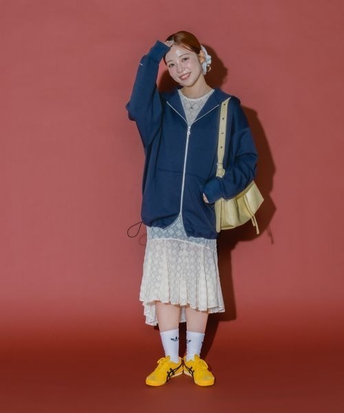 ジーナシスmarimo企画 ダブル ZIP リボンパーカー ブラック JEANASIS（ジーナシス）の「【marimo企画】ダブルZIPリボン