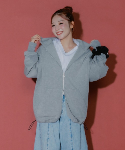 JEANASIS（ジーナシス）の「【marimo企画】ダブルZIPリボンパーカー/595519（パーカー・レディース・ブラック/グレー/ネイビー・FREE）」の7枚目の写真