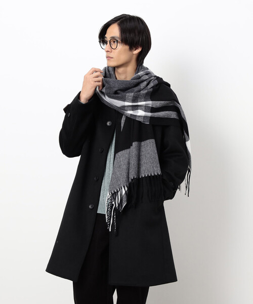 COMME CA ISM(コムサイズム)の「ツイル チェック柄 ストール(ストール/ショール・メンズ・ネイビー/ダークブラウン/ブラック・FREE)」の5枚目の写真
