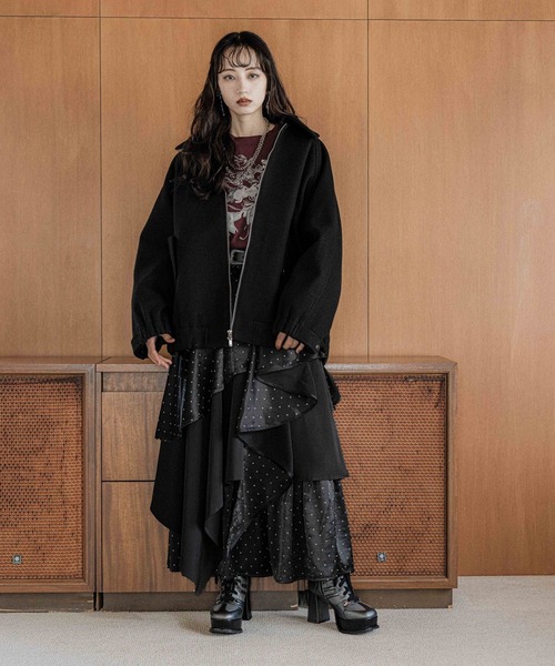 HARE（ハレ）の「ウーリーテックエリ2WAYミドルブルゾン(HARE)（ブルゾン・レディース・ブルー/ボルドー/ブラック・FREE）」の5枚目の写真