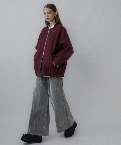 HARE（ハレ）の「ウーリーテックエリ2WAYミドルブルゾン(HARE)（ブルゾン・レディース・ブルー/ボルドー/ブラック・FREE）」の6枚目の写真