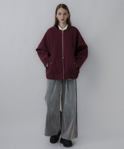 HARE（ハレ）の「ウーリーテックエリ2WAYミドルブルゾン(HARE)（ブルゾン・レディース・ブルー/ボルドー/ブラック・FREE）」の7枚目の写真