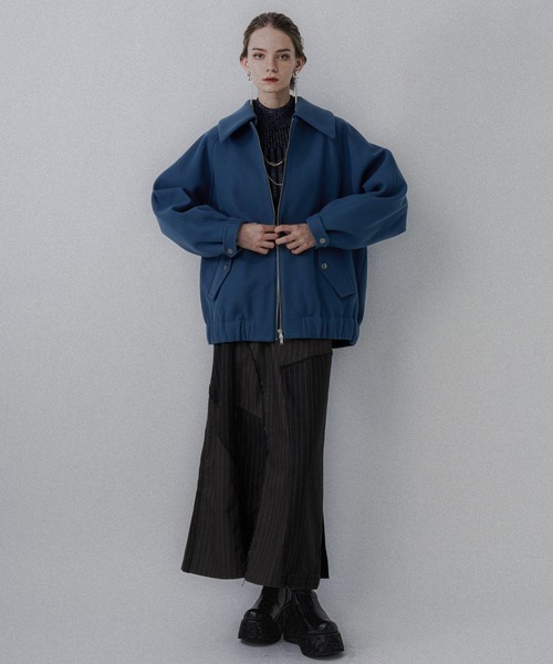 HARE（ハレ）の「ウーリーテックエリ2WAYミドルブルゾン(HARE)（ブルゾン・レディース・ブルー/ボルドー/ブラック・FREE）」の9枚目の写真