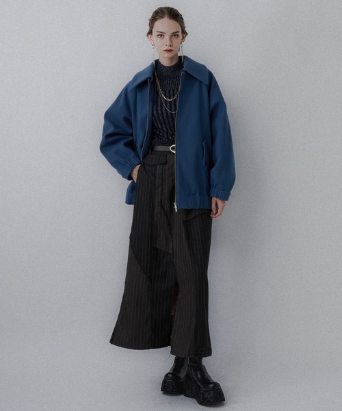 HARE（ハレ）の「ウーリーテックエリ2WAYミドルブルゾン(HARE)（ブルゾン・レディース・ブルー/ボルドー/ブラック・FREE）」の10枚目の写真