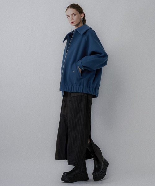 HARE（ハレ）の「ウーリーテックエリ2WAYミドルブルゾン(HARE)（ブルゾン・レディース・ブルー/ボルドー/ブラック・FREE）」の11枚目の写真