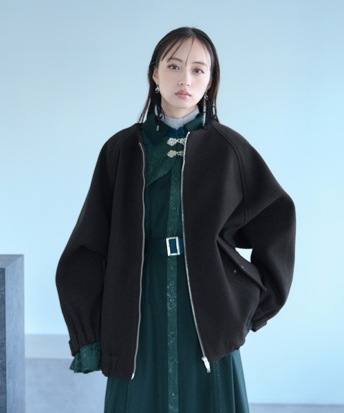 HARE（ハレ）の「ウーリーテックエリ2WAYミドルブルゾン(HARE)（ブルゾン・レディース・ブルー/ボルドー/ブラック・FREE）」の15枚目の写真