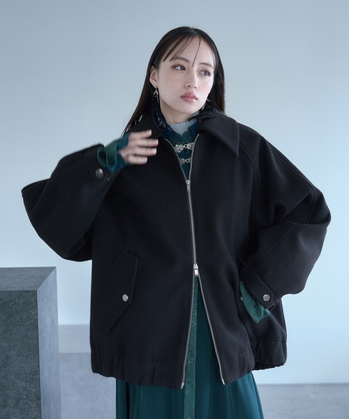 HARE（ハレ）の「ウーリーテックエリ2WAYミドルブルゾン(HARE)（ブルゾン・レディース・ブルー/ボルドー/ブラック・FREE）」の16枚目の写真