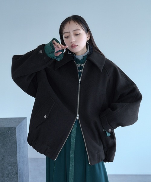 HARE（ハレ）の「ウーリーテックエリ2WAYミドルブルゾン(HARE)（ブルゾン・レディース・ブルー/ボルドー/ブラック・FREE）」の18枚目の写真