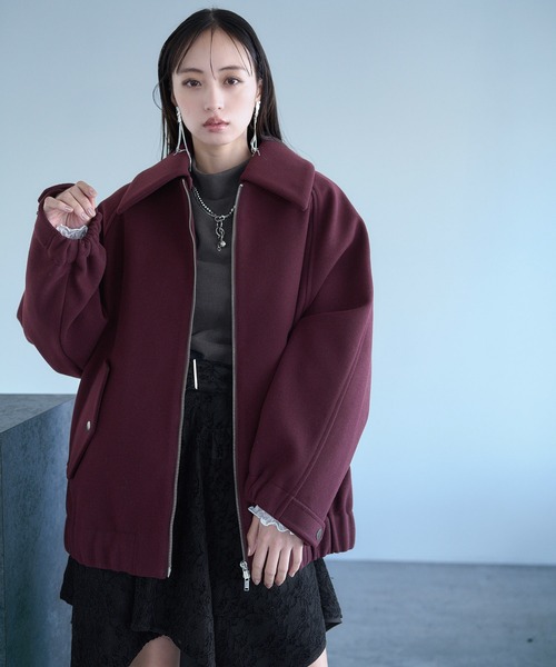 HARE（ハレ）の「ウーリーテックエリ2WAYミドルブルゾン(HARE)（ブルゾン・レディース・ブルー/ボルドー/ブラック・FREE）」の20枚目の写真