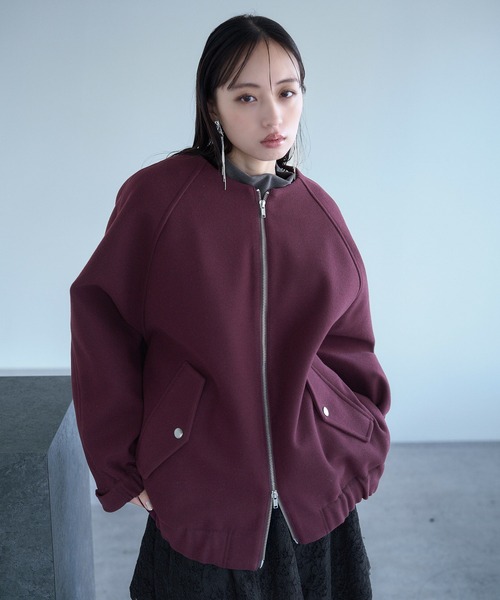 HARE（ハレ）の「ウーリーテックエリ2WAYミドルブルゾン(HARE)（ブルゾン・レディース・ブルー/ボルドー/ブラック・FREE）」の22枚目の写真