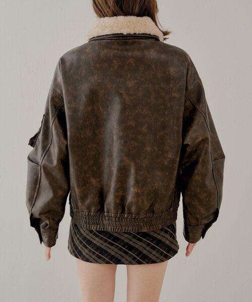 ミリタリーレザージャケット/ファー取外し可能（その他アウター