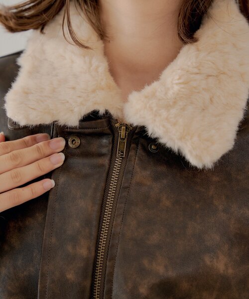 ミリタリーレザージャケット/ファー取外し可能（その他アウター