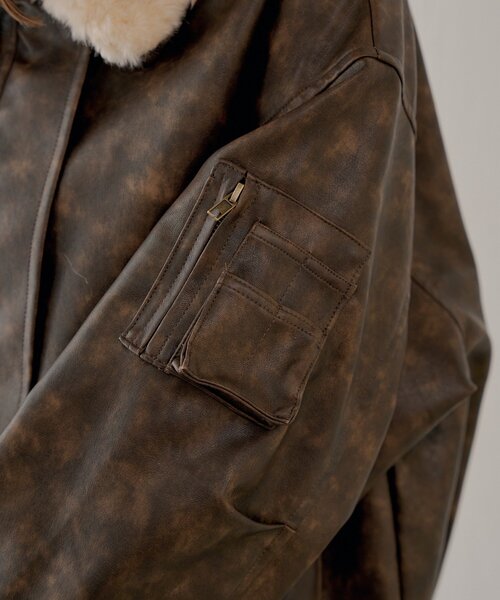 ミリタリーレザージャケット/ファー取外し可能（その他アウター