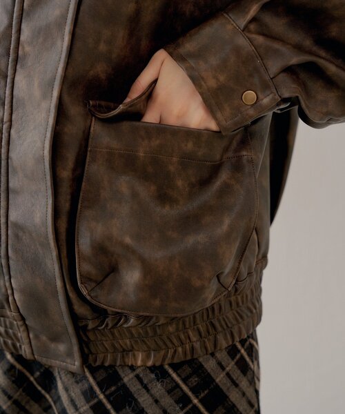 ミリタリーレザージャケット/ファー取外し可能（その他アウター