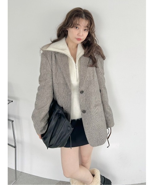 FRAY I.D(フレイアイディー)の「2wayビッグジャケット(テーラードジャケット・レディース・チェック/マルチ/ブラック・0/1)」の3枚目の写真