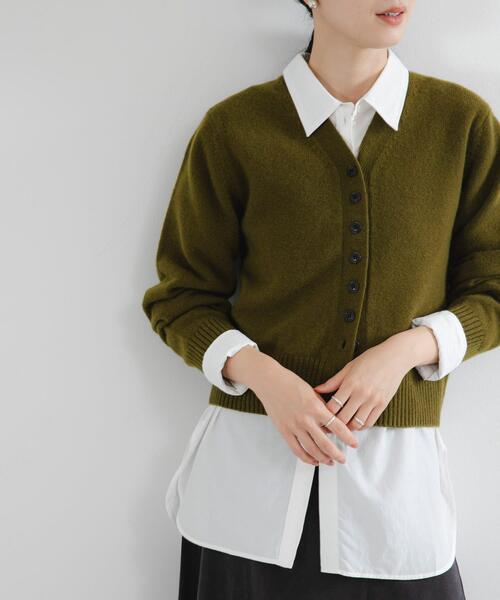 URBAN RESEARCH（アーバンリサーチ）の「ダブルボタンコットンヴィスコースシャツ（シャツ/ブラウス・レディース・ブルー系その他/ブラック/オフホワイト・FREE）」の4枚目の写真