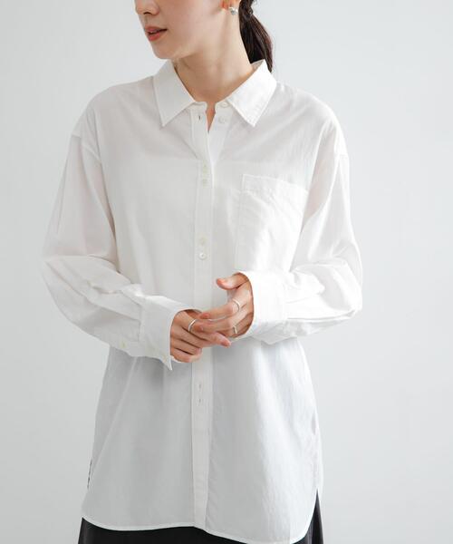 URBAN RESEARCH（アーバンリサーチ）の「ダブルボタンコットンヴィスコースシャツ（シャツ/ブラウス・レディース・ブルー系その他/ブラック/オフホワイト・FREE）」の10枚目の写真