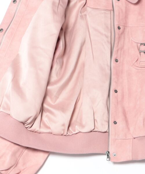 セール】リブ ドッキング フェイクレザーブルゾン TINA：JOJUN