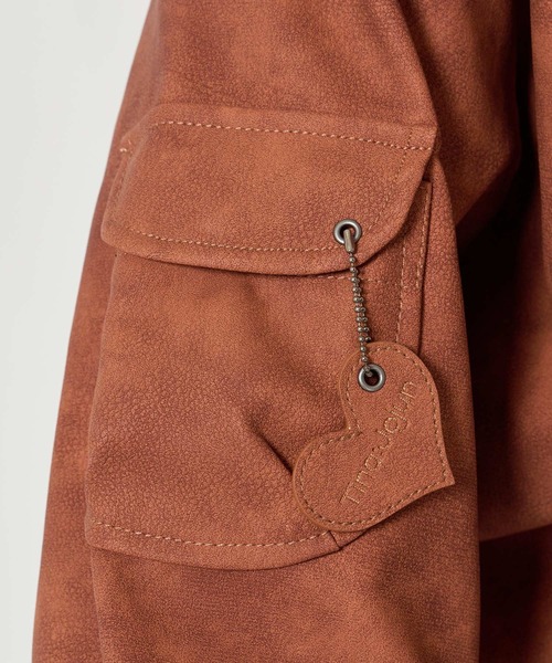 リブ ドッキング フェイクレザーブルゾン TINA：JOJUN（ブルゾン