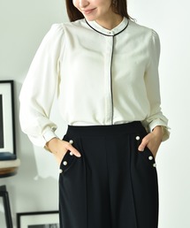 INTERPLANET | 【UV・接触冷感】ポーラ配色ゴールドピンブラウス(シャツ/ブラウス)