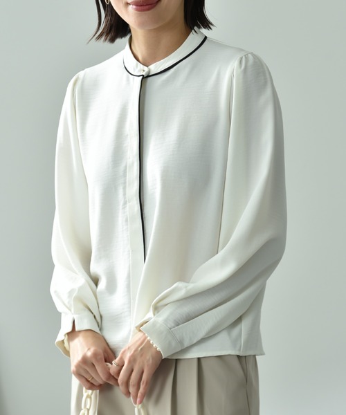 INTERPLANET（インタープラネット）の「【UV・接触冷感】ポーラ配色ゴールドピンブラウス（シャツ/ブラウス・レディース・ブラック/ベージュ/オフホワイト・FREE）」の19枚目の写真