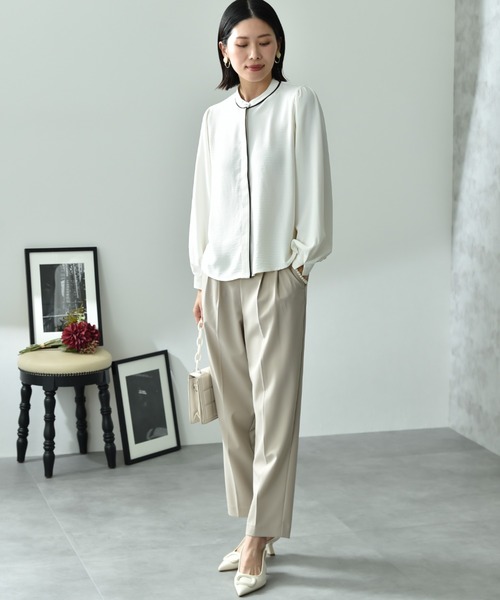 INTERPLANET（インタープラネット）の「【UV・接触冷感】ポーラ配色ゴールドピンブラウス（シャツ/ブラウス・レディース・ブラック/ベージュ/オフホワイト・FREE）」の16枚目の写真