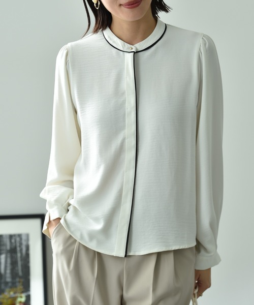 INTERPLANET（インタープラネット）の「【UV・接触冷感】ポーラ配色ゴールドピンブラウス（シャツ/ブラウス・レディース・ブラック/ベージュ/オフホワイト・FREE）」の21枚目の写真