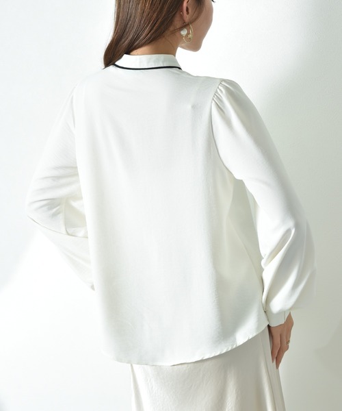 INTERPLANET（インタープラネット）の「【UV・接触冷感】ポーラ配色ゴールドピンブラウス（シャツ/ブラウス・レディース・ブラック/ベージュ/オフホワイト・FREE）」の13枚目の写真