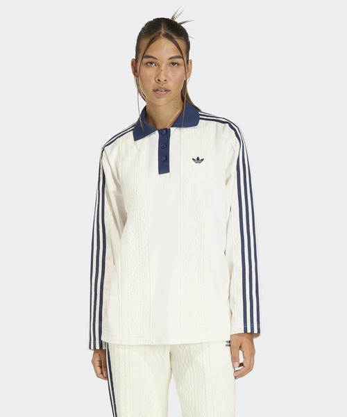 adidas ホワイト ブルー 長袖シャツ M adidas Originals ウィンターライズド 長袖 サッカージャージー / ロン