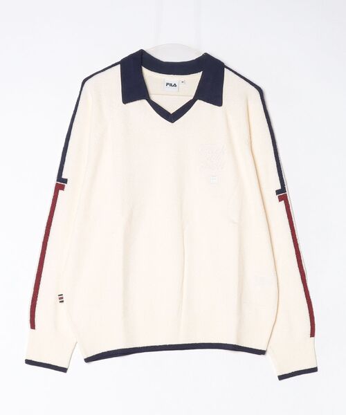 FILA（フィラ）の「Collared Boucle Sweater（ニット/セーター・レディース・クリーム/ワイン・M/L/XL/S）」の4枚目の写真