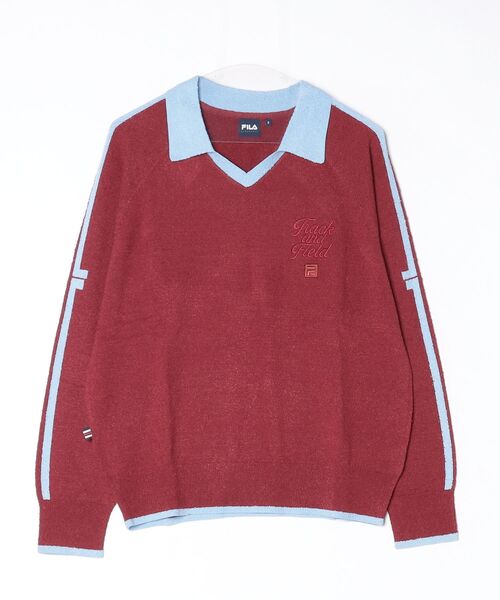 FILA（フィラ）の「Collared Boucle Sweater（ニット/セーター・レディース・クリーム/ワイン・M/L/XL/S）」の9枚目の写真