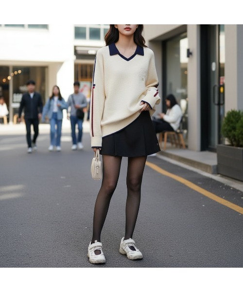 FILA（フィラ）の「Collared Boucle Sweater（ニット/セーター・レディース・クリーム/ワイン・M/L/XL/S）」の6枚目の写真