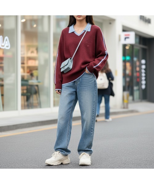 FILA（フィラ）の「Collared Boucle Sweater（ニット/セーター・レディース・クリーム/ワイン・M/L/XL/S）」の7枚目の写真