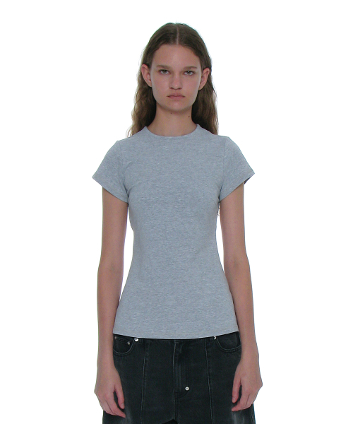 PARTIMENTO WOMEN(パルティメントウィメン)の「ミニマルバックボタンアップミディアムレングストップ_メランジ(Tシャツ/カットソー・レディース・その他・SMALL)」の1枚目の写真