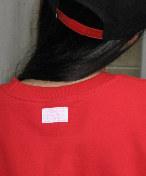 RONRON(ロンロン)の「HEART RIBBON LACE APPLIQUE SWEATSHIRT RED(スウェット・レディース・その他・FREE)」の4枚目の写真