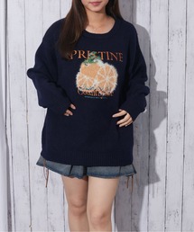 《ロゴ刺繍×フルーツモチーフ》レディース ニット プルオーバー 秋冬
