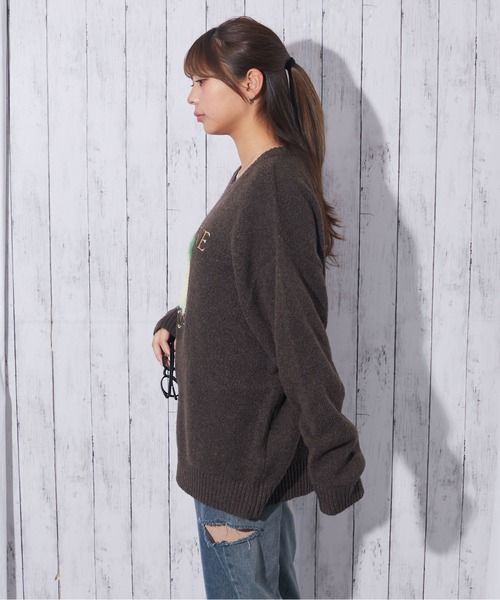 GORGE（ゴージ）の「《ロゴ刺繍×フルーツモチーフ》レディース ニット プルオーバー 秋冬（ニット/セーター・レディース・ネイビー/ブラウン/アイボリー/ブラック・F）」の17枚目の写真