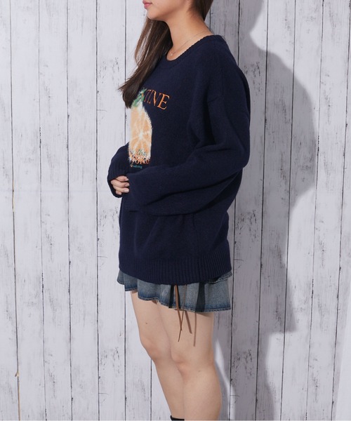 GORGE（ゴージ）の「《ロゴ刺繍×フルーツモチーフ》レディース ニット プルオーバー 秋冬（ニット/セーター・レディース・ネイビー/ブラウン/アイボリー/ブラック・F）」の7枚目の写真