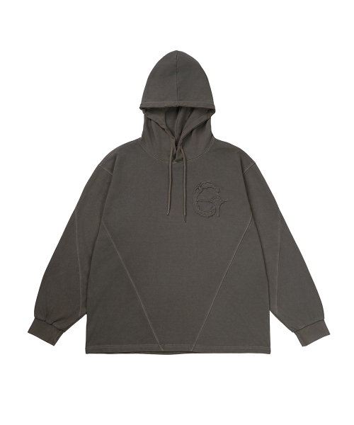 GAKKAI UNIONS(ガッカイユニオンズ)の「切り替えパッチピグメントフードロングスリーブカーキモカ(パーカー・メンズ・その他・SMALL/MEDIUM/LARGE/X-LARGE)」の2枚目の写真