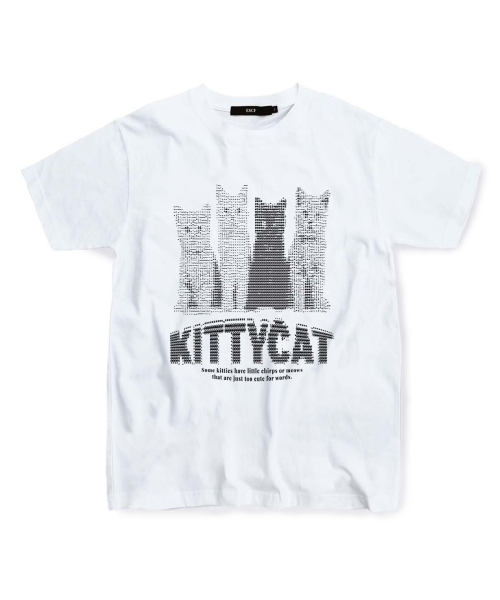 ESCAPEFROM(エスケープフロム)の「ブラックアスキーネコプリントTシャツホワイト(Tシャツ/カットソー・レディース・その他・SMALL/MEDIUM/LARGE)」の1枚目の写真