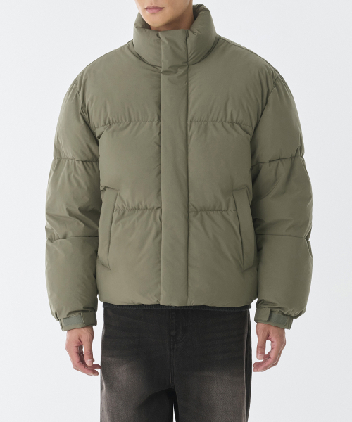 オリーブグリーン ダウンジャケット　MUSINSA standarderror セール】デイリープファーショートダウンジャケット[カーキ]（ダウン