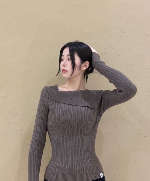 THE GREEN LAB（ザグリーンラボ）の「オフショルダー スリムリブニット [ライトピンク]（ニット/セーター・レディース・その他・FREE）」の7枚目の写真