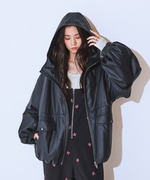 JEANASIS | レザーパファーフードブルゾン/634608(ブルゾン)